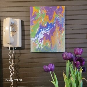 River of Light – Original Abstract Acrylic Pour Painting 12x16 Vibrant Fluid Art